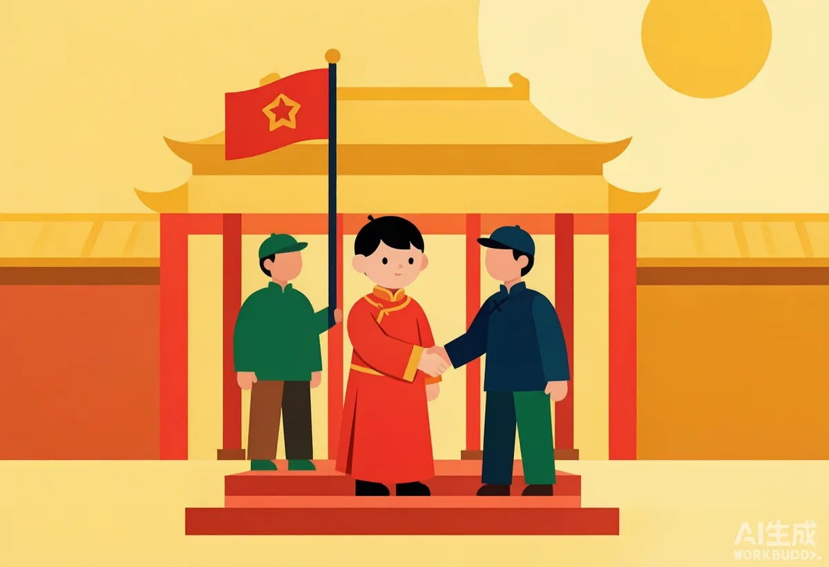 清朝主线第8格：辛亥革命与皇帝退位的彩色漫画插图