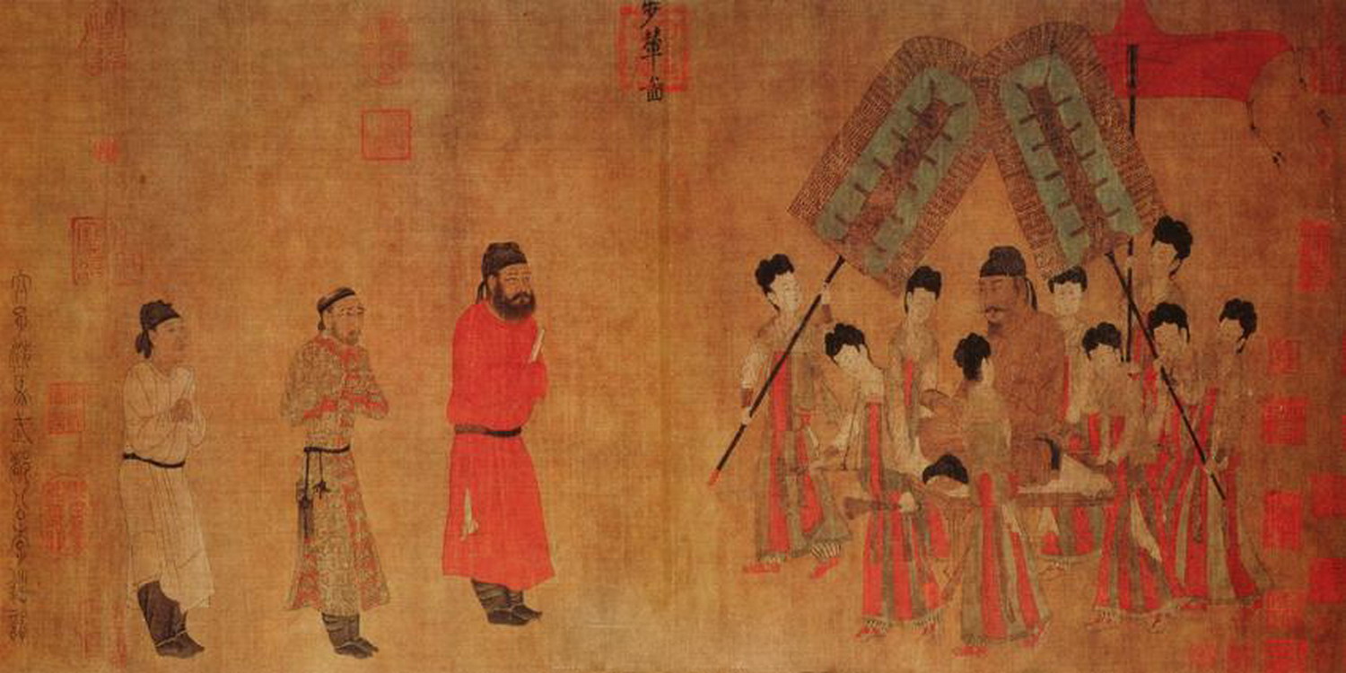 步辇图原作数字图像，唐太宗接见吐蕃使者